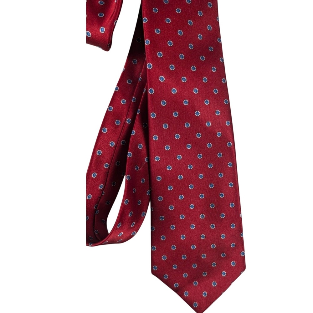 Egon Von Furstenberg Red‎ Tie Blue Polka-Dot Silk Blend Power Classic Career